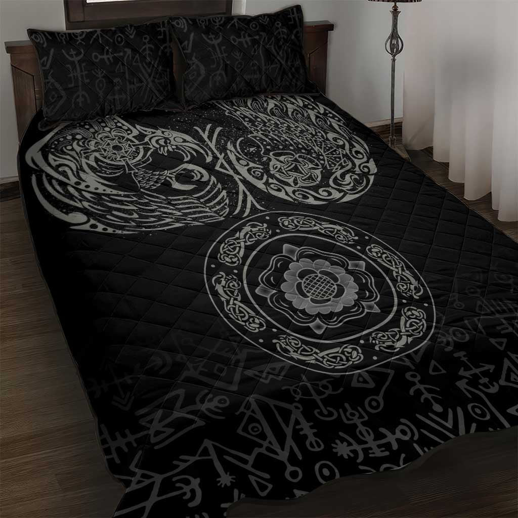 Viking Pride of Yorkshire Quilt Bed Set Black Odin’s Ravens Nordic - Wonder Print Shop