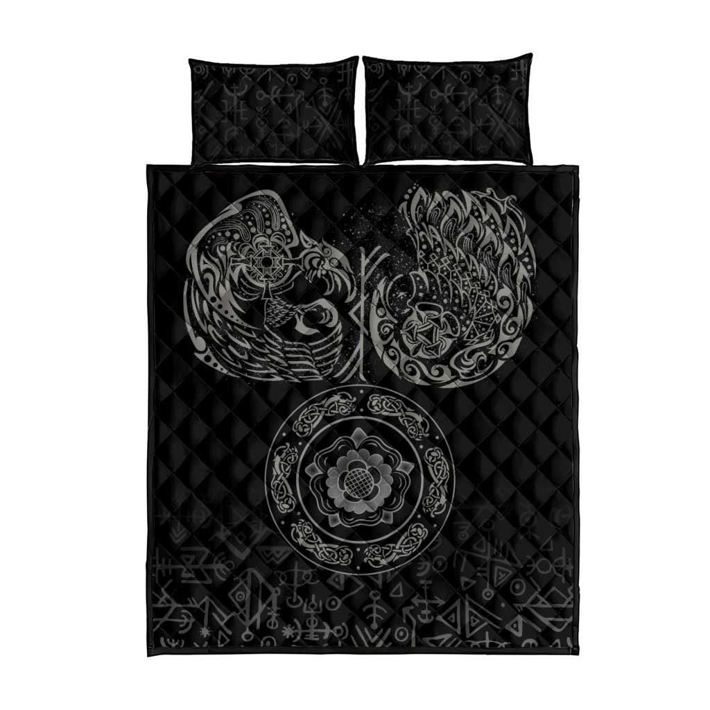 Viking Pride of Yorkshire Quilt Bed Set Black Odin’s Ravens Nordic - Wonder Print Shop