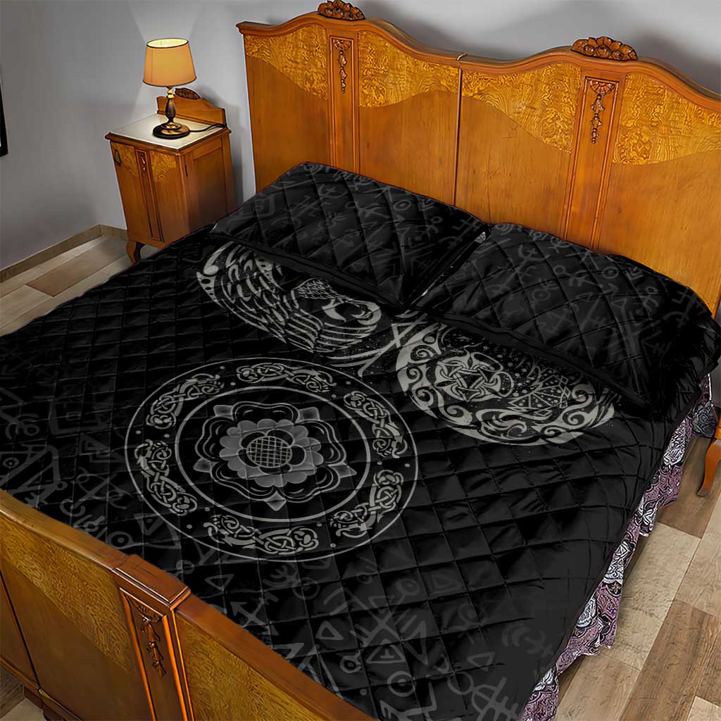 Viking Pride of Yorkshire Quilt Bed Set Black Odin’s Ravens Nordic - Wonder Print Shop