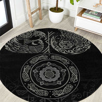 Viking Pride of Yorkshire Round Carpet Black Odin’s Ravens Nordic - Wonder Print Shop
