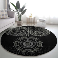 Viking Pride of Yorkshire Round Carpet Black Odin’s Ravens Nordic - Wonder Print Shop
