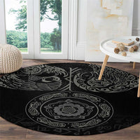 Viking Pride of Yorkshire Round Carpet Black Odin’s Ravens Nordic - Wonder Print Shop