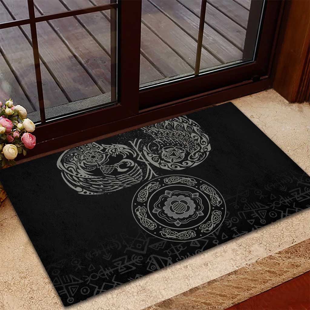 Viking Pride of Yorkshire Rubber Doormat Black Odin’s Ravens Nordic - Wonder Print Shop