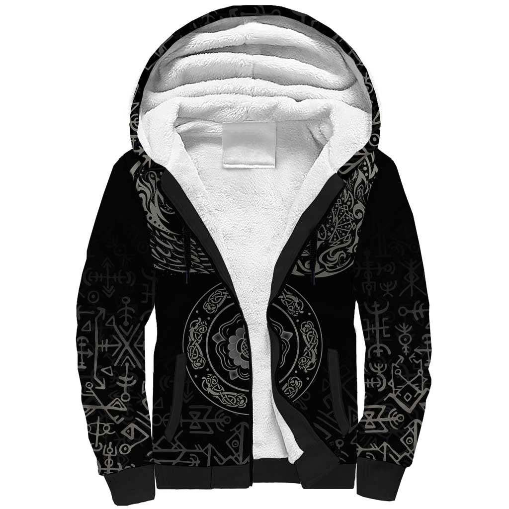 Viking Pride of Yorkshire Sherpa Hoodie Black Odin’s Ravens Nordic - Wonder Print Shop