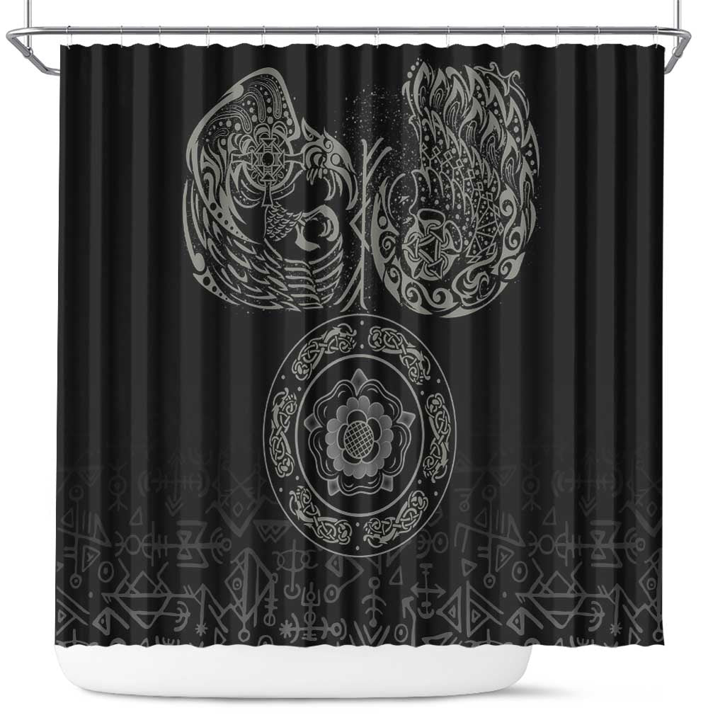 Viking Pride of Yorkshire Shower Curtain Black Odin’s Ravens Nordic - Wonder Print Shop