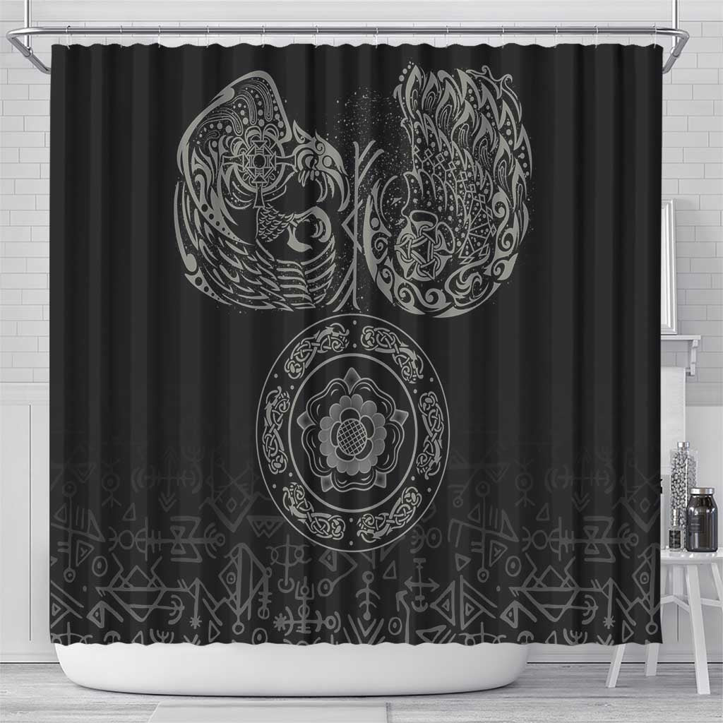 Viking Pride of Yorkshire Shower Curtain Black Odin’s Ravens Nordic - Wonder Print Shop
