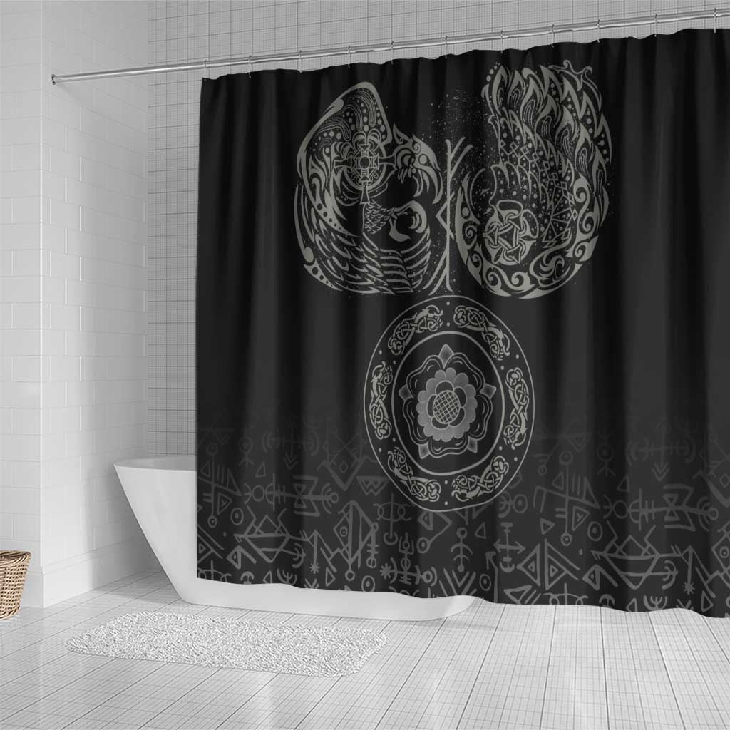 Viking Pride of Yorkshire Shower Curtain Black Odin’s Ravens Nordic - Wonder Print Shop
