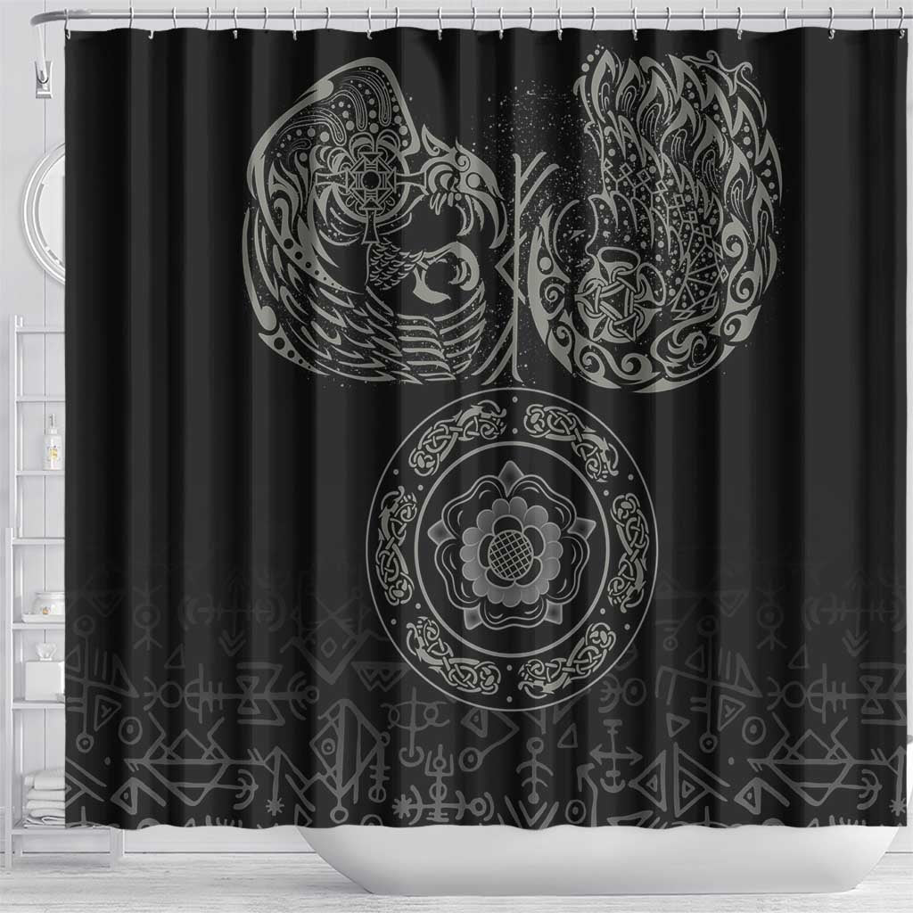Viking Pride of Yorkshire Shower Curtain Black Odin’s Ravens Nordic - Wonder Print Shop