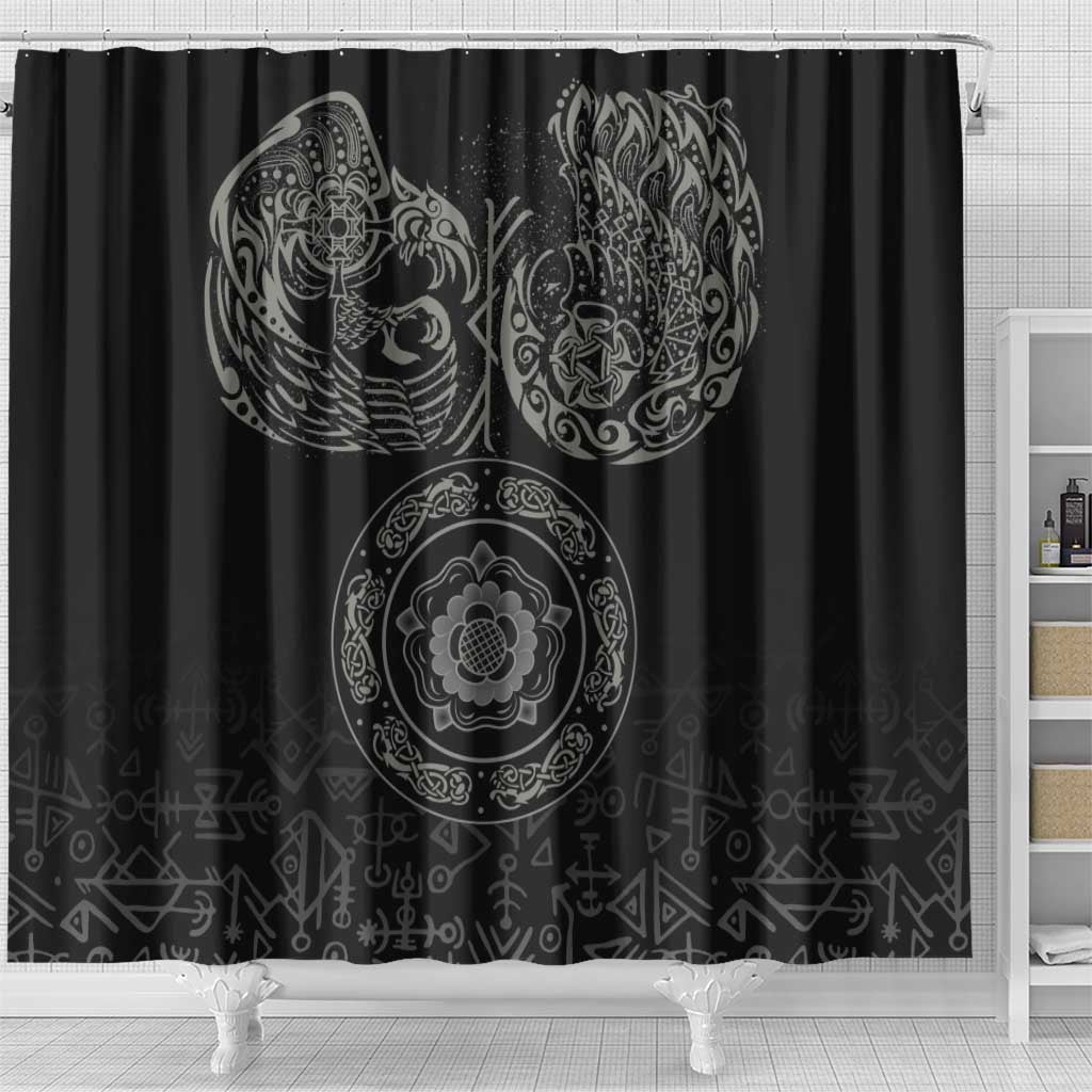 Viking Pride of Yorkshire Shower Curtain Black Odin’s Ravens Nordic - Wonder Print Shop