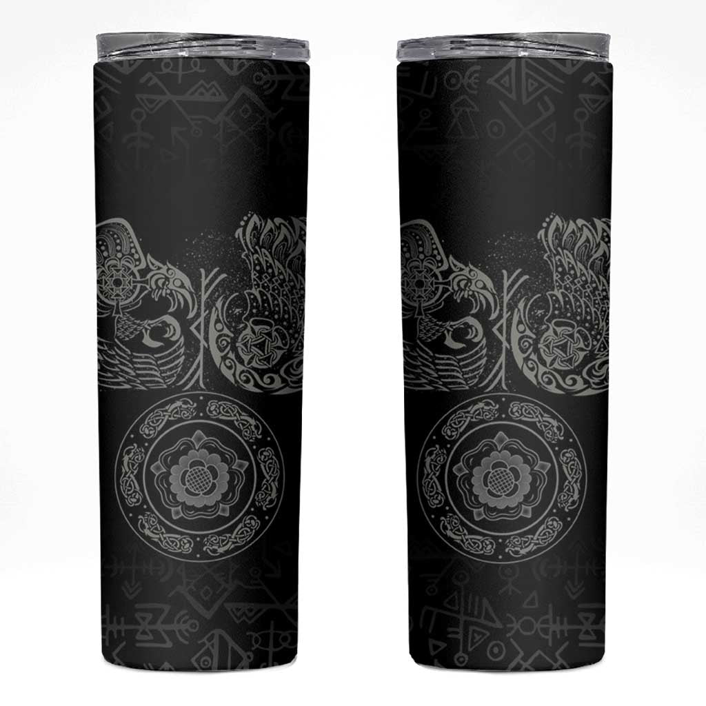 Viking Pride of Yorkshire Skinny Tumbler Black Odin’s Ravens Nordic - Wonder Print Shop