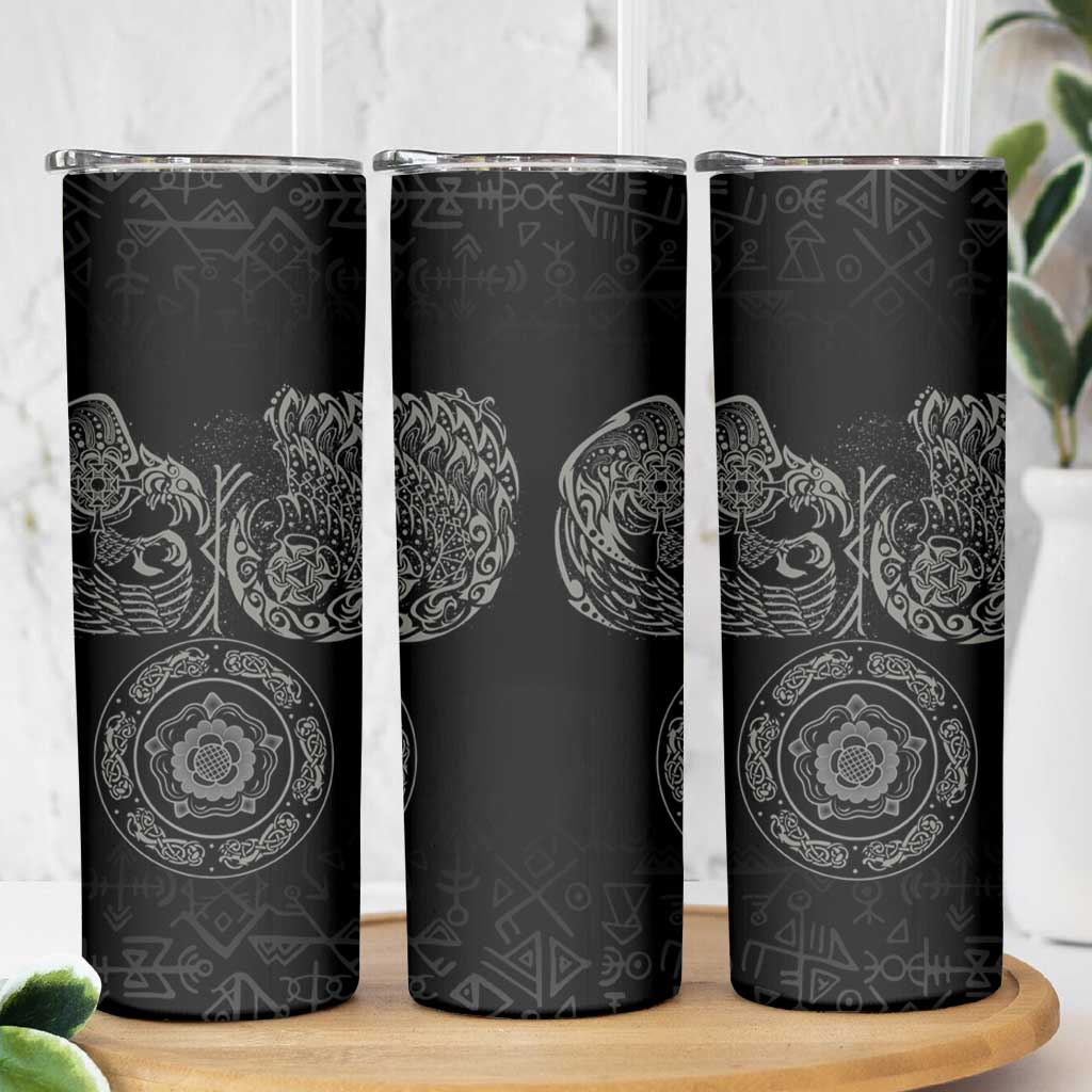 Viking Pride of Yorkshire Skinny Tumbler Black Odin’s Ravens Nordic - Wonder Print Shop