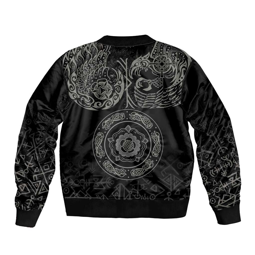 Viking Pride of Yorkshire Sleeve Zip Bomber Jacket Black Odin’s Ravens Nordic - Wonder Print Shop