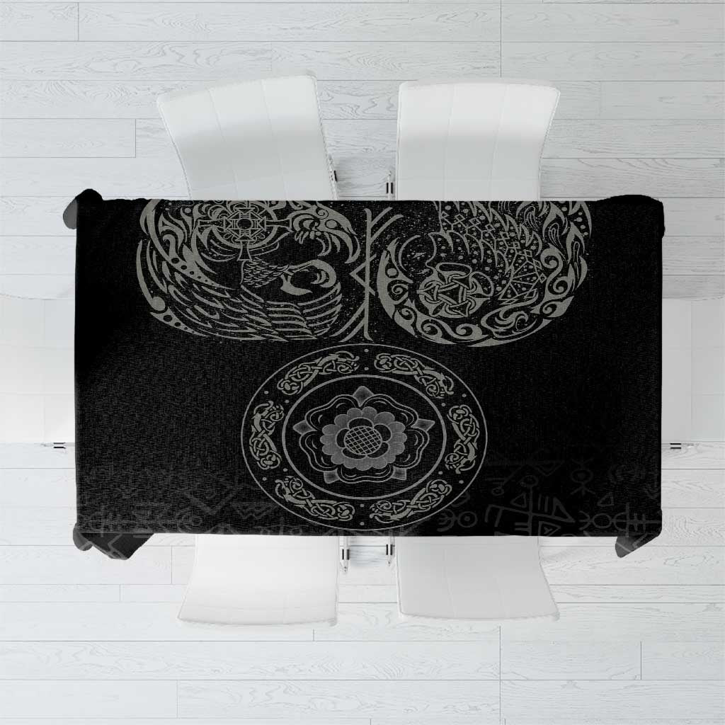 Viking Pride of Yorkshire Tablecloth Black Odin’s Ravens Nordic - Wonder Print Shop