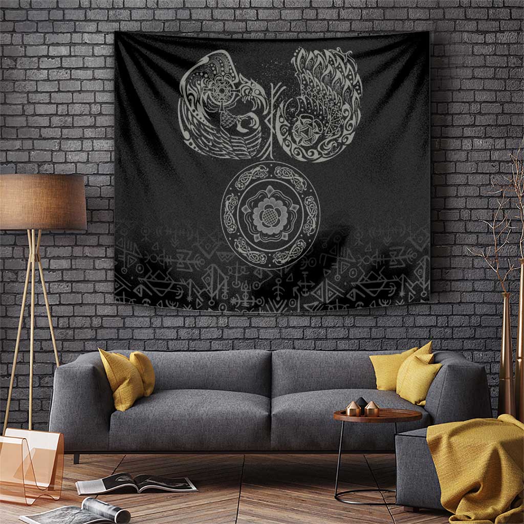 Viking Pride of Yorkshire Tapestry Black Odin’s Ravens Nordic - Wonder Print Shop
