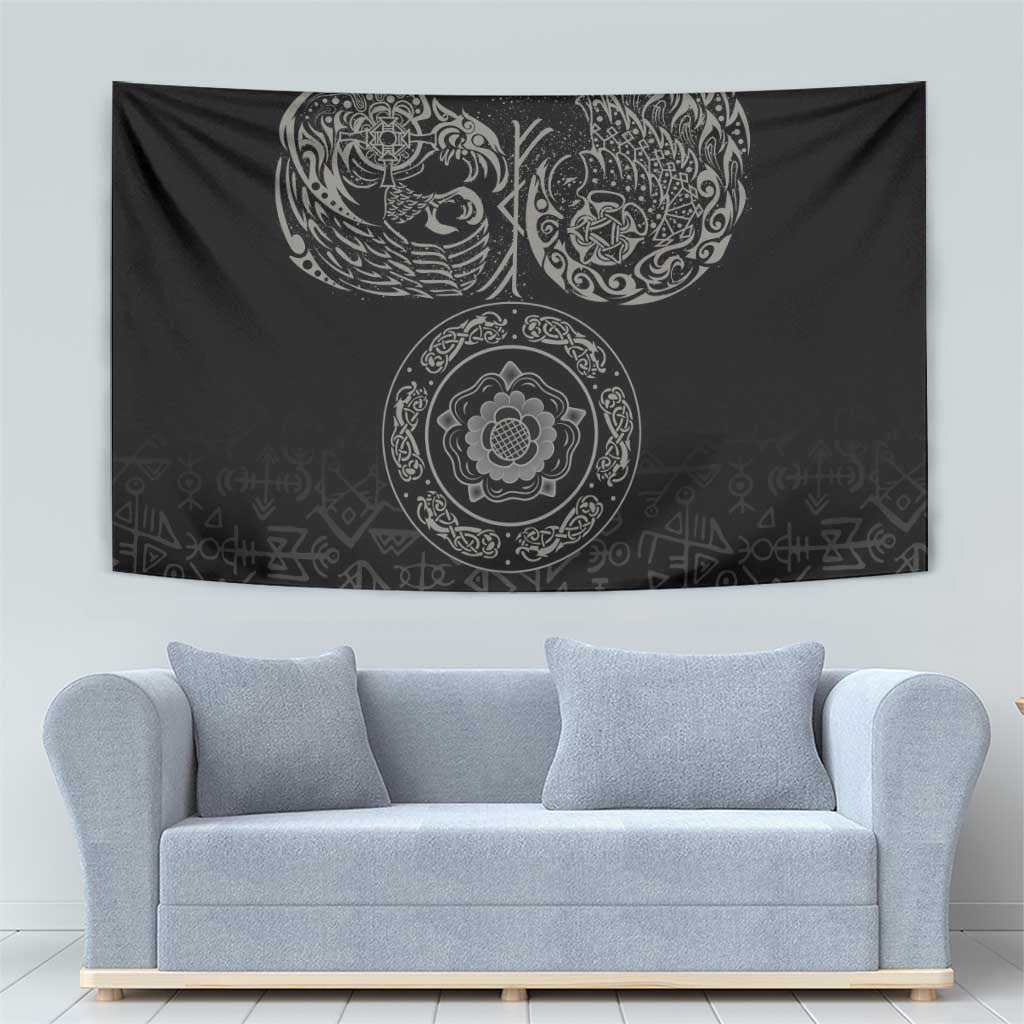 Viking Pride of Yorkshire Tapestry Black Odin’s Ravens Nordic - Wonder Print Shop