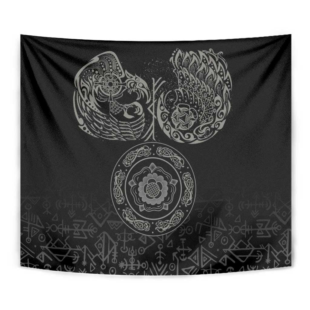 Viking Pride of Yorkshire Tapestry Black Odin’s Ravens Nordic - Wonder Print Shop