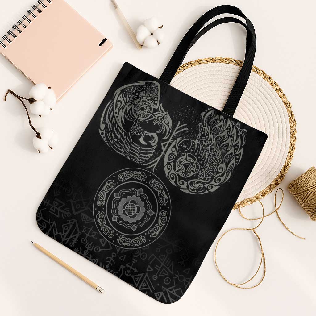 Viking Pride of Yorkshire Tote Bag Black Odin’s Ravens Nordic - Wonder Print Shop