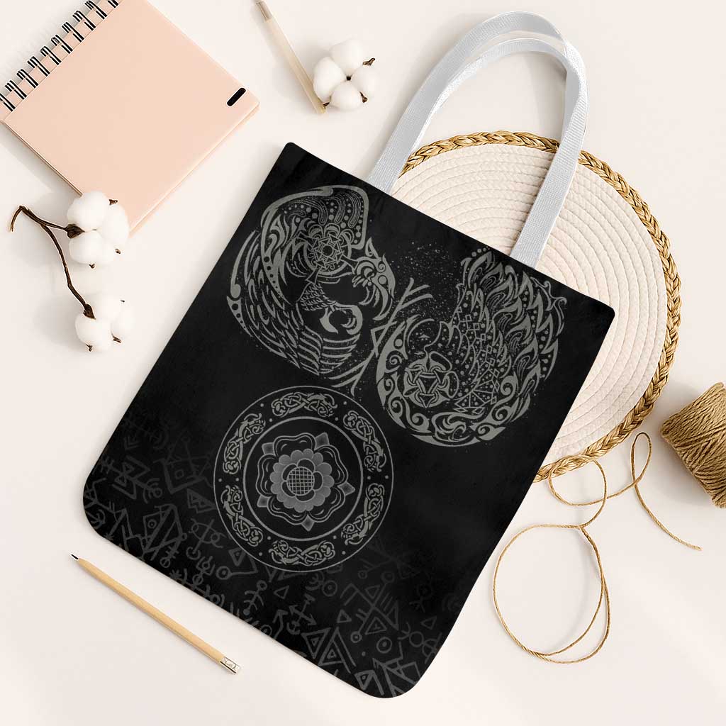 Viking Pride of Yorkshire Tote Bag Black Odin’s Ravens Nordic - Wonder Print Shop