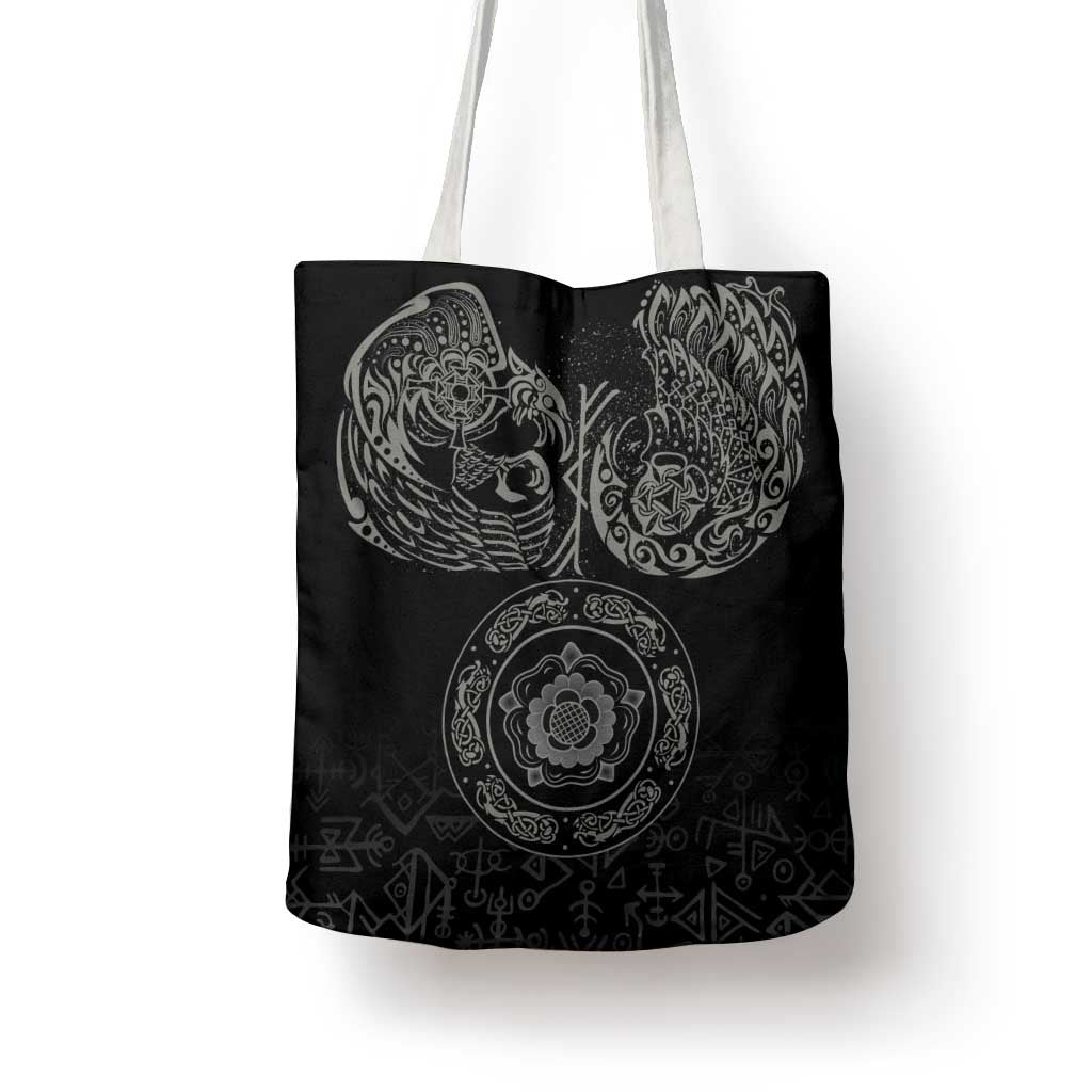 Viking Pride of Yorkshire Tote Bag Black Odin’s Ravens Nordic - Wonder Print Shop