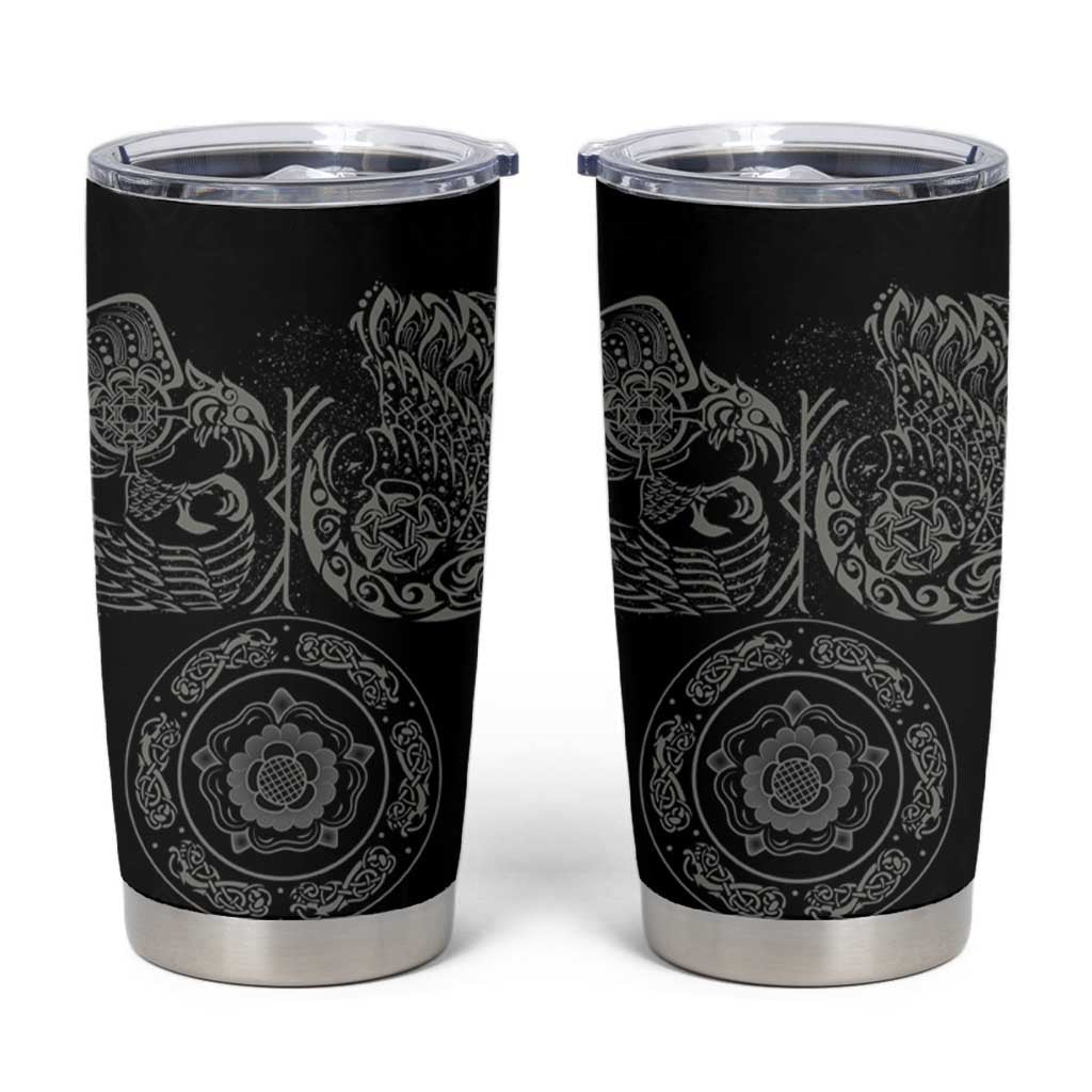 Viking Pride of Yorkshire Tumbler Cup Black Odin’s Ravens Nordic - Wonder Print Shop