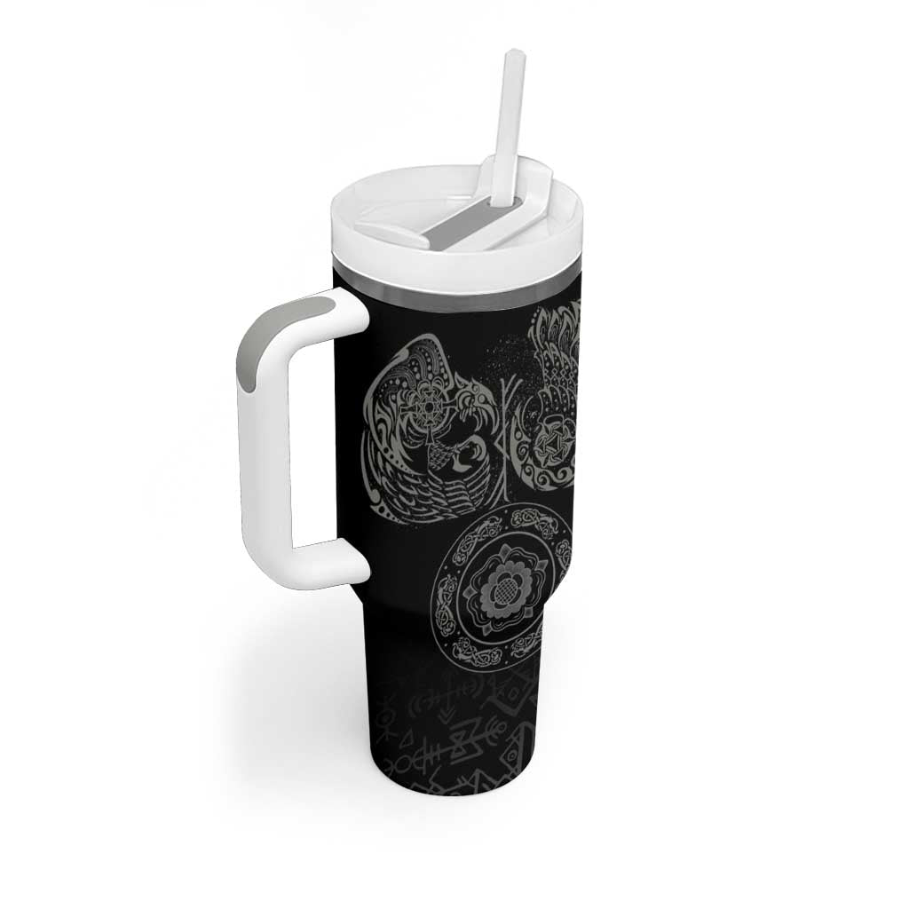 Viking Pride of Yorkshire Tumbler With Handle Black Odin’s Ravens Nordic - Wonder Print Shop