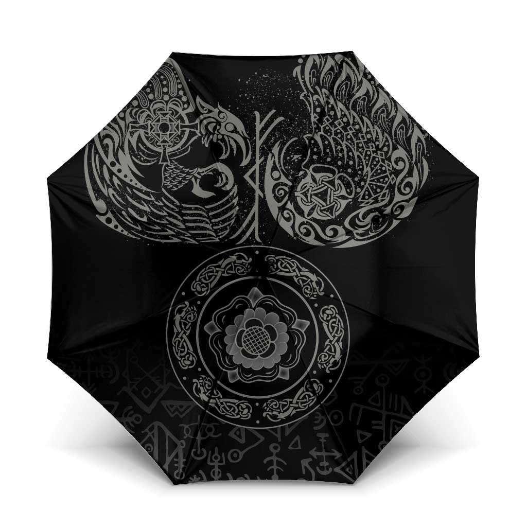 Viking Pride of Yorkshire Umbrella Black Odin’s Ravens Nordic - Wonder Print Shop