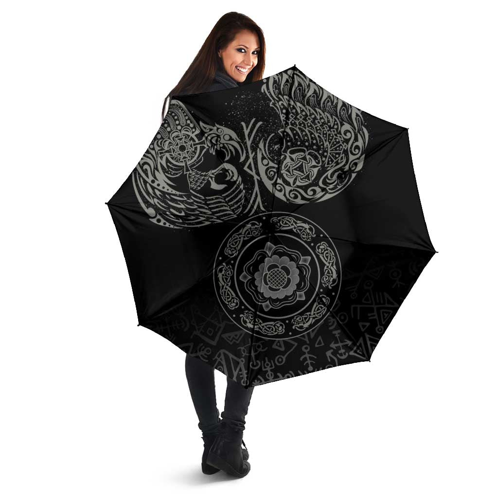 Viking Pride of Yorkshire Umbrella Black Odin’s Ravens Nordic - Wonder Print Shop