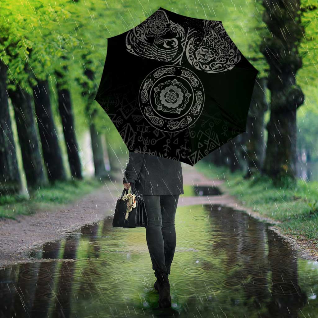 Viking Pride of Yorkshire Umbrella Black Odin’s Ravens Nordic - Wonder Print Shop