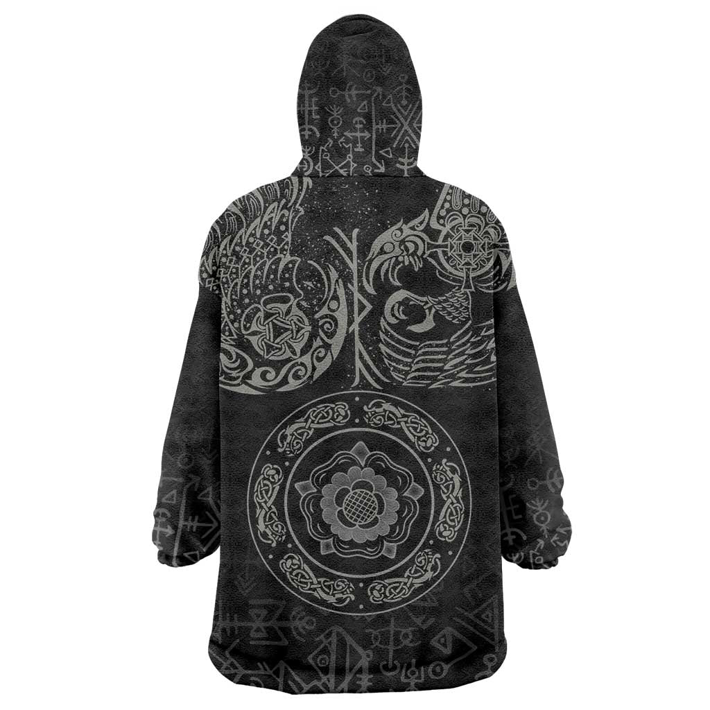 Viking Pride of Yorkshire Wearable Blanket Hoodie Black Odin’s Ravens Nordic - Wonder Print Shop