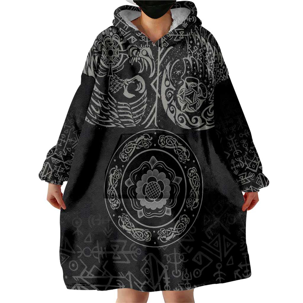 Viking Pride of Yorkshire Wearable Blanket Hoodie Black Odin’s Ravens Nordic - Wonder Print Shop