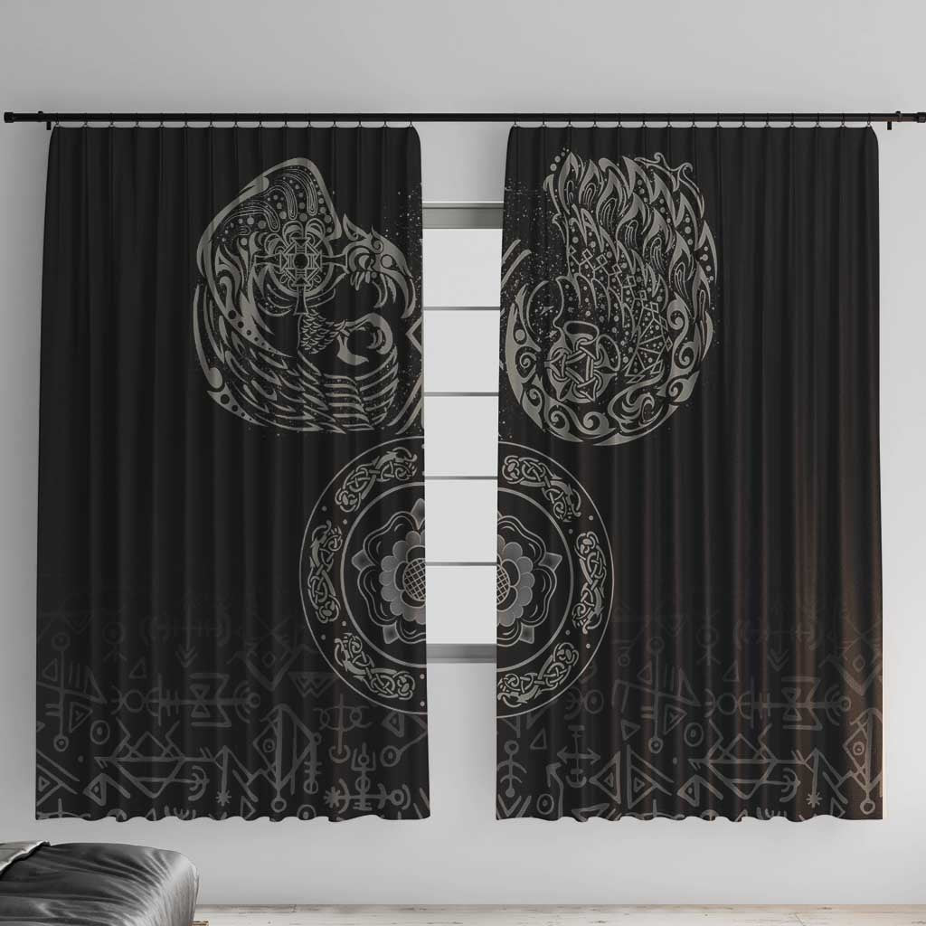 Viking Pride of Yorkshire Window Curtain Black Odin’s Ravens Nordic - Wonder Print Shop