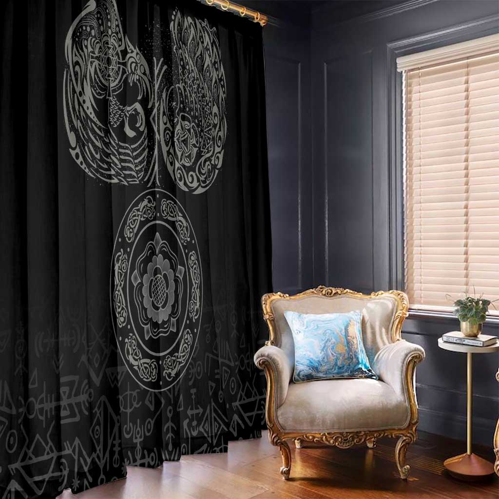 Viking Pride of Yorkshire Window Curtain Black Odin’s Ravens Nordic - Wonder Print Shop