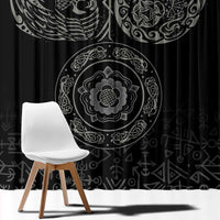 Viking Pride of Yorkshire Window Curtain Black Odin’s Ravens Nordic - Wonder Print Shop