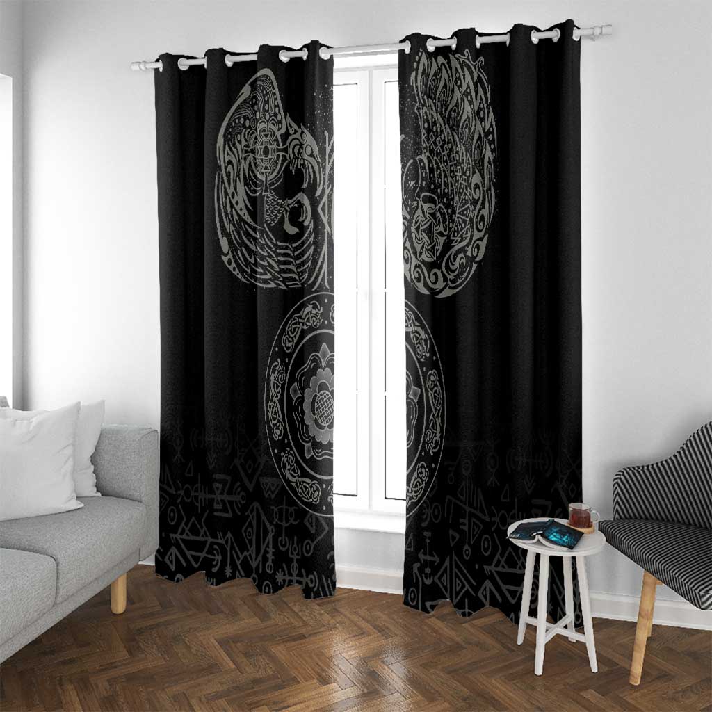 Viking Pride of Yorkshire Window Curtain Black Odin’s Ravens Nordic - Wonder Print Shop