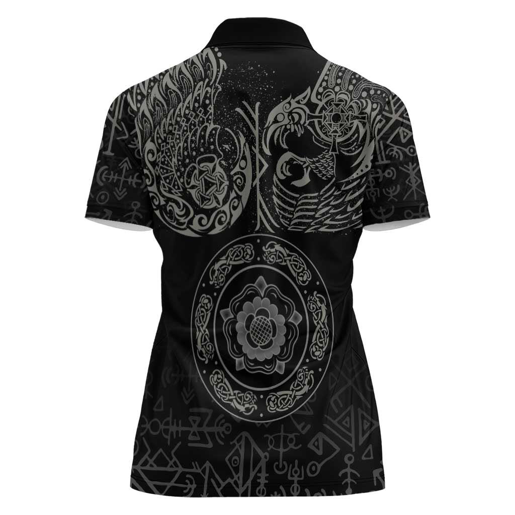Viking Pride of Yorkshire Women Polo Shirt Black Odin’s Ravens Nordic - Wonder Print Shop