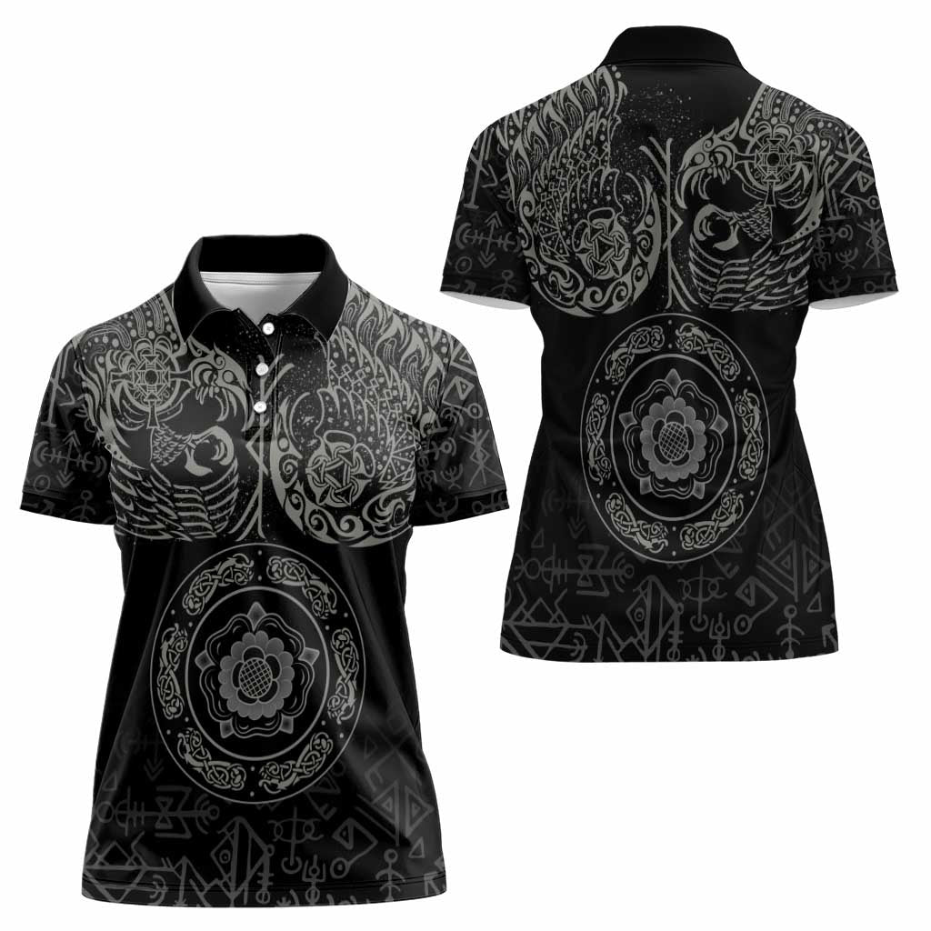 Viking Pride of Yorkshire Women Polo Shirt Black Odin’s Ravens Nordic - Wonder Print Shop