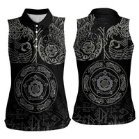 Viking Pride of Yorkshire Women Sleeveless Polo Shirt Black Odin’s Ravens Nordic - Wonder Print Shop