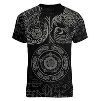 Viking Pride of Yorkshire Women V-Neck T-Shirt Black Odin’s Ravens Nordic - Wonder Print Shop