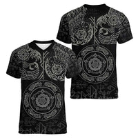 Viking Pride of Yorkshire Women V-Neck T-Shirt Black Odin’s Ravens Nordic - Wonder Print Shop
