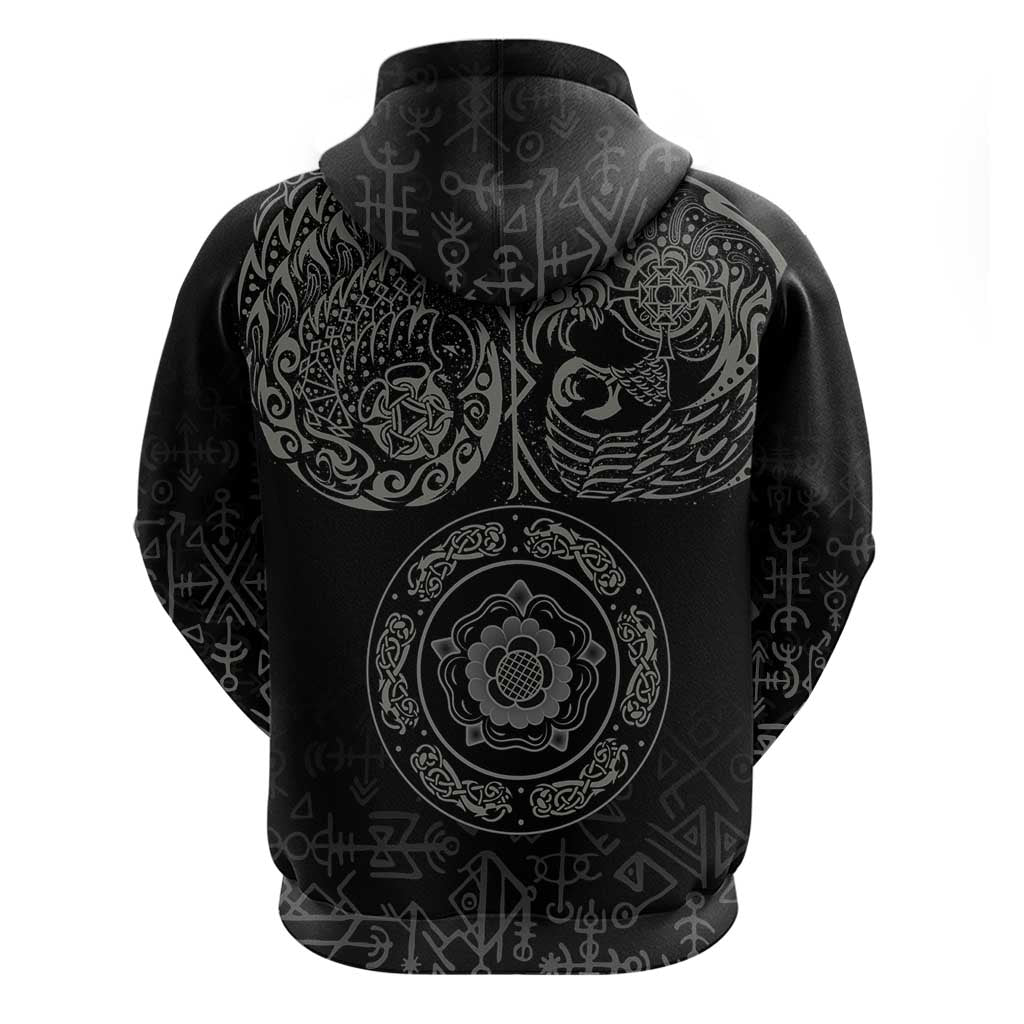 Viking Pride of Yorkshire Zip Hoodie Black Odin’s Ravens Nordic - Wonder Print Shop