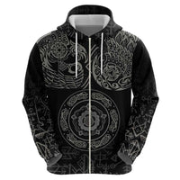 Viking Pride of Yorkshire Zip Hoodie Black Odin’s Ravens Nordic - Wonder Print Shop