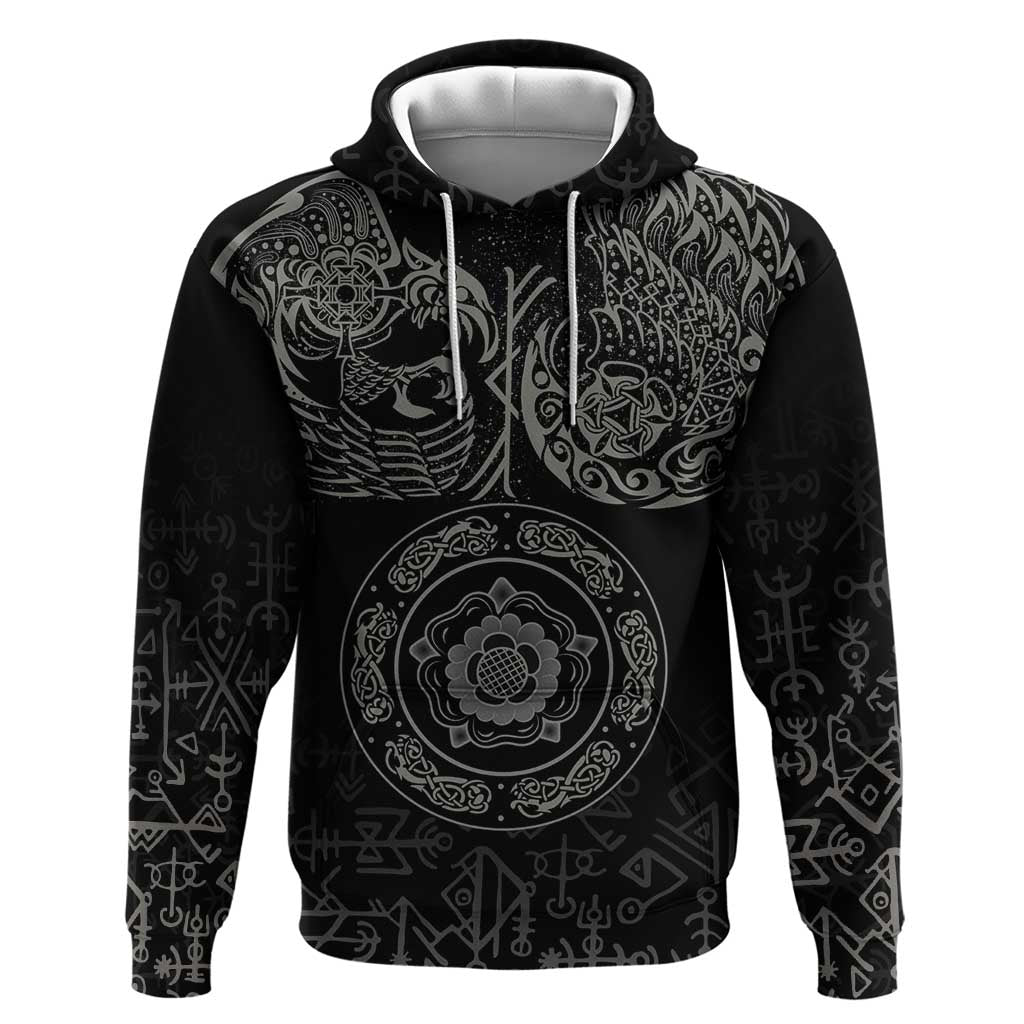 Viking Pride of Yorkshire Zip Hoodie Black Odin’s Ravens Nordic - Wonder Print Shop