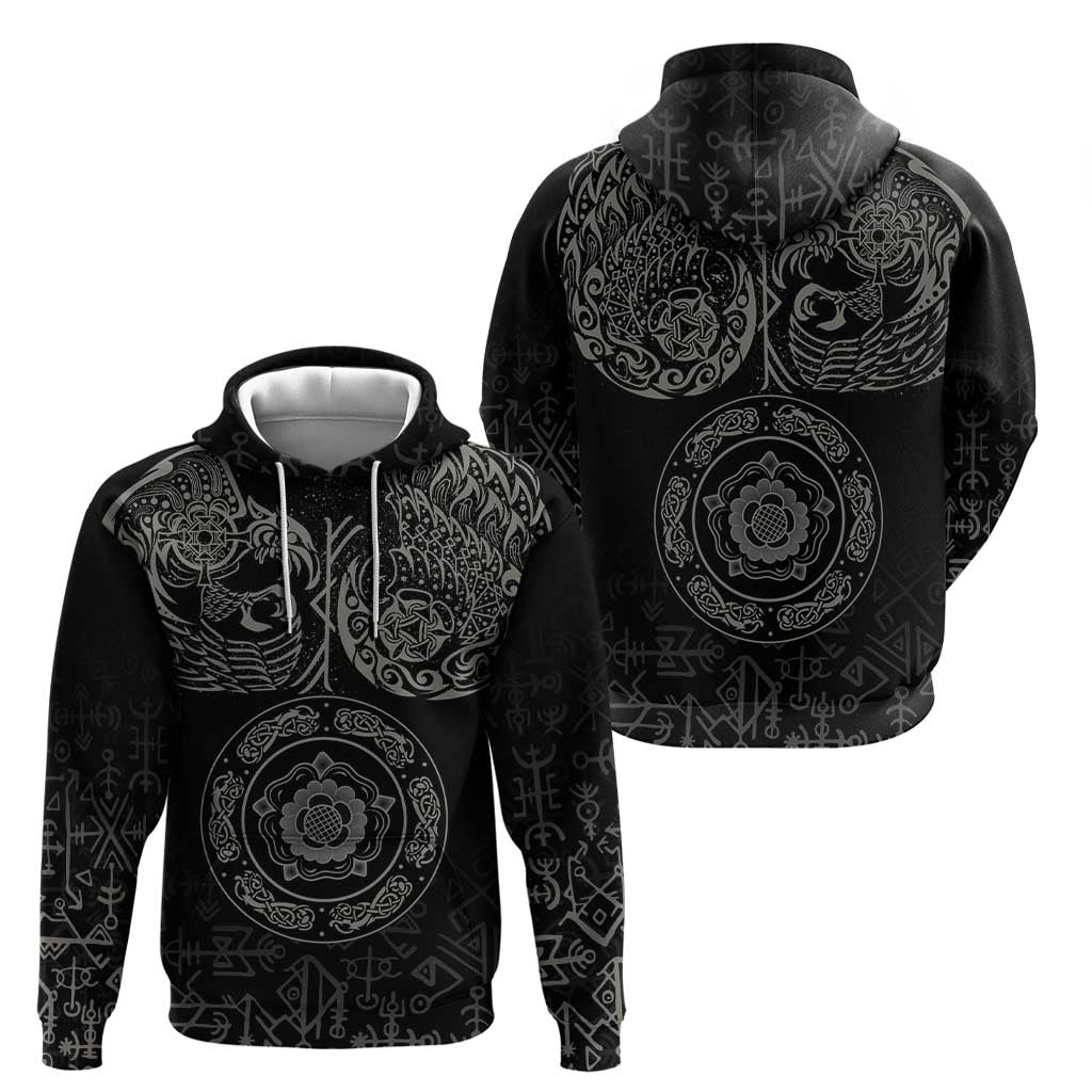 Viking Pride of Yorkshire Zip Hoodie Black Odin’s Ravens Nordic - Wonder Print Shop