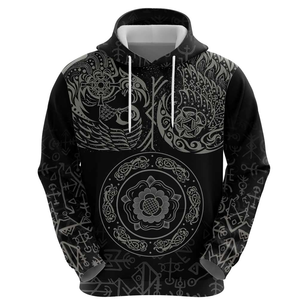 Viking Pride of Yorkshire Zip Hoodie Black Odin’s Ravens Nordic - Wonder Print Shop