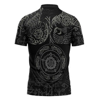Viking Pride of Yorkshire Zipper Polo Shirt Black Odin’s Ravens Nordic - Wonder Print Shop