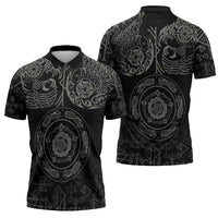 Viking Pride of Yorkshire Zipper Polo Shirt Black Odin’s Ravens Nordic - Wonder Print Shop
