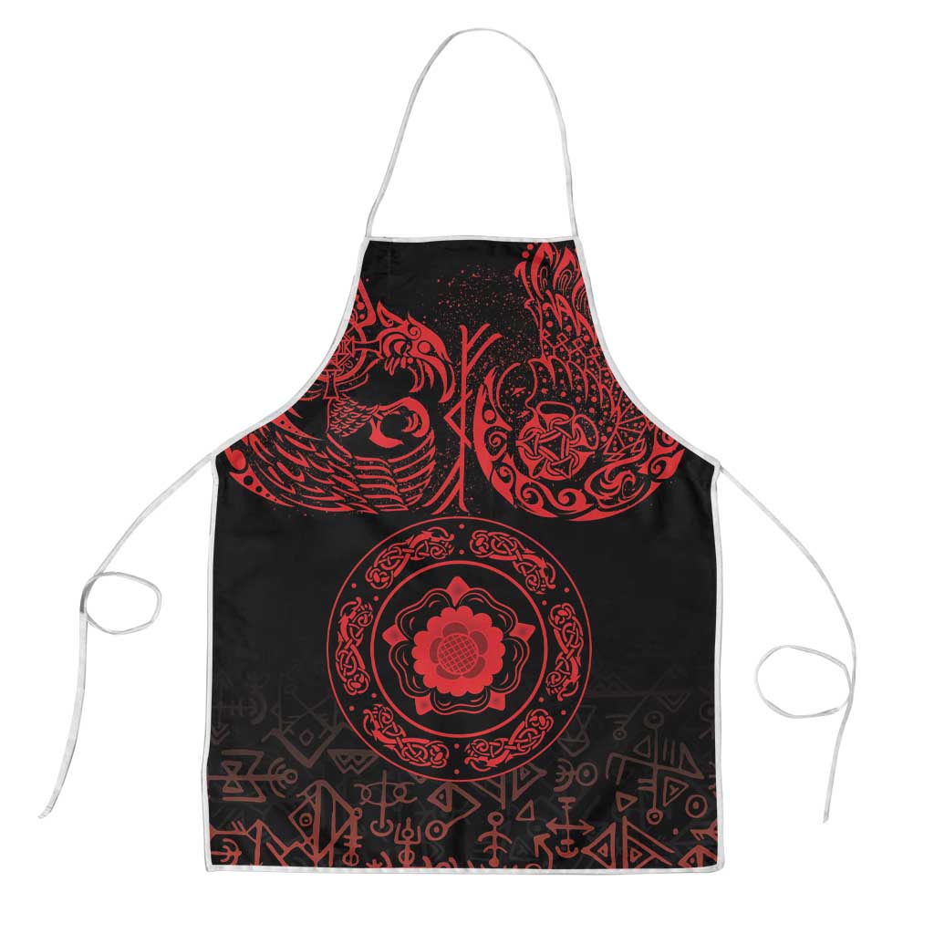 Viking Pride of Yorkshire Apron Red Odin’s Ravens Nordic - Wonder Print Shop