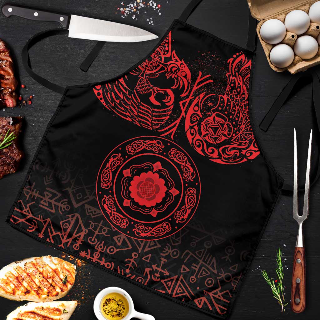 Viking Pride of Yorkshire Apron Red Odin’s Ravens Nordic - Wonder Print Shop