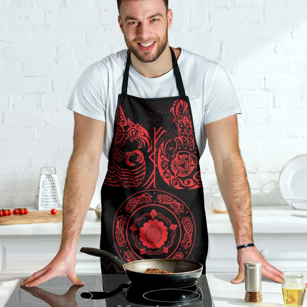 Viking Pride of Yorkshire Apron Red Odin’s Ravens Nordic - Wonder Print Shop