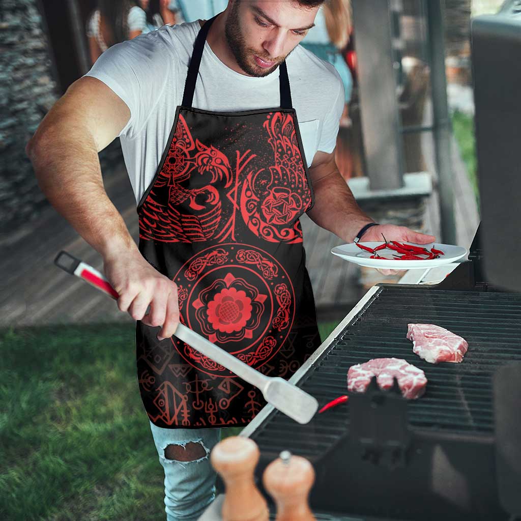 Viking Pride of Yorkshire Apron Red Odin’s Ravens Nordic - Wonder Print Shop